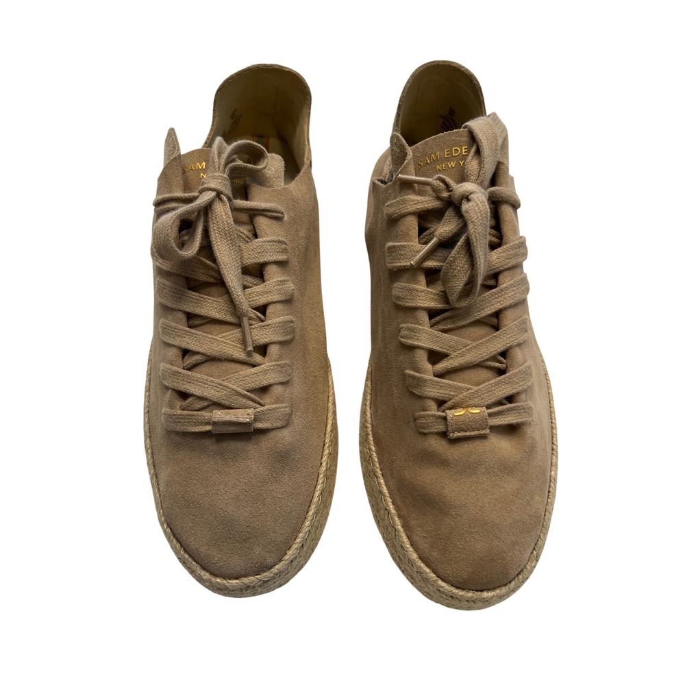 Sam Edelman Poppy Jute Taupe Beige Suede Espadrille Sneakers Women's Size 9